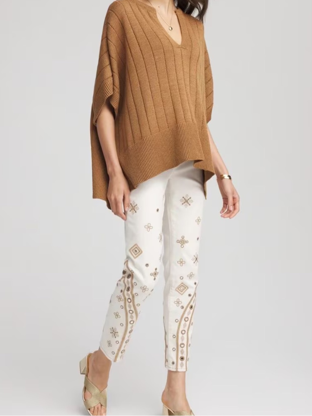 Chicos Embellished Girlfriend Slim Ankle Jeans 8T